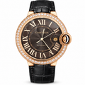 Cartier Ballon Bleu de Cartier Rose Gold Diamond Bezel Black Guilloché Dial Automatic Watch