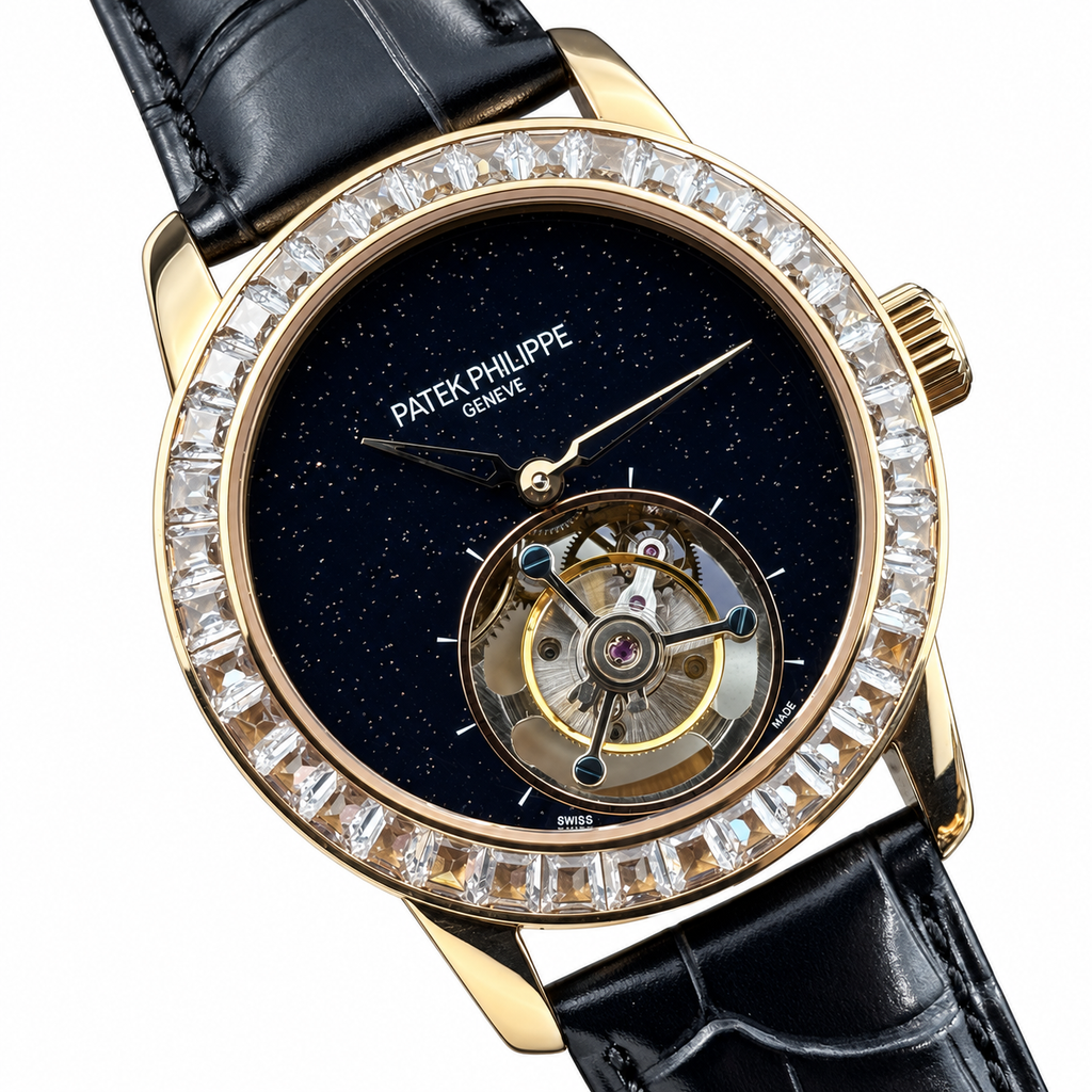 Patek Philippe Calatrava Tourbillon Diamond Bezel Aventurine Rose Gold