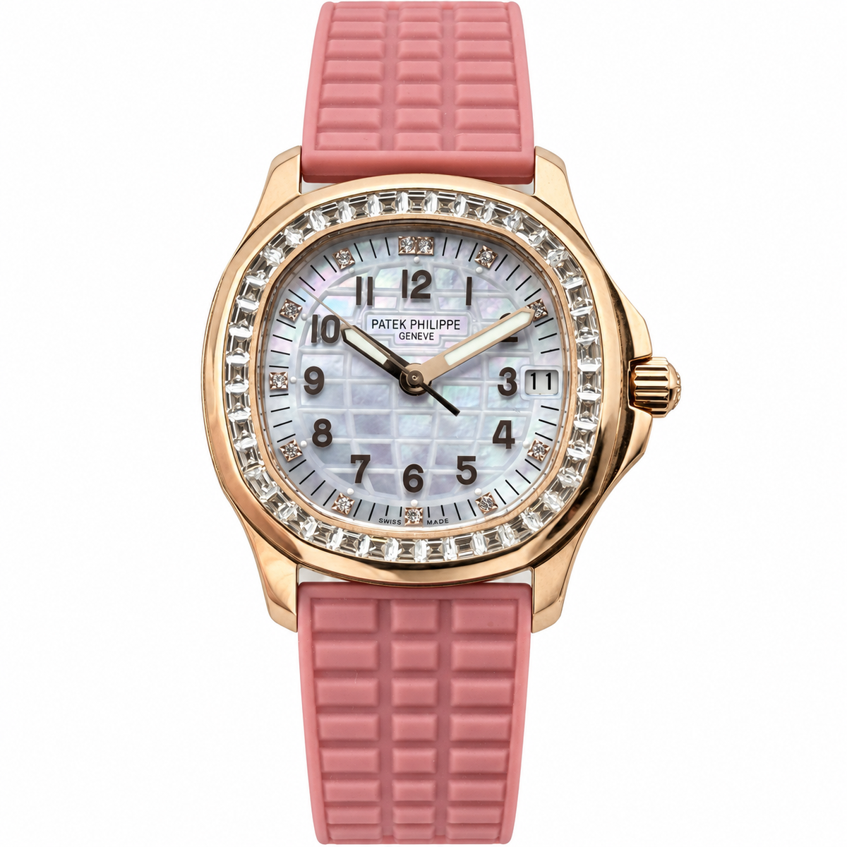 Patek Philippe Aquanaut Luce Rose Gold Diamond MOP Dial Pink Strap 35.6mm