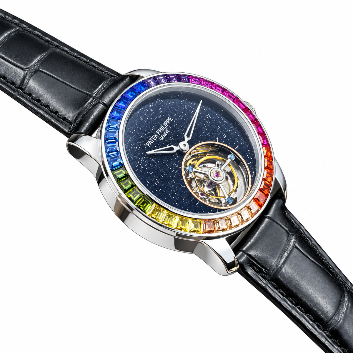 Patek Philippe Calatrava Tourbillon Rainbow Sapphire White Gold 42mm
