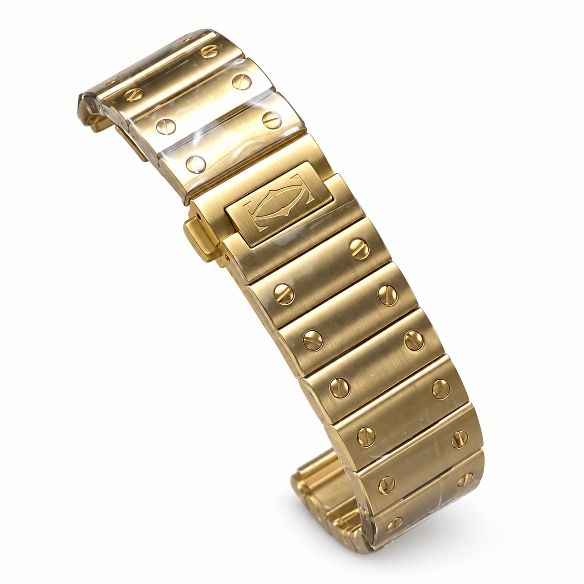 Cartier Santos de Cartier Large Steel Yellow Gold PVD Champagne Dial Arabic Numeral Gold Bracelet Automatic Watch
