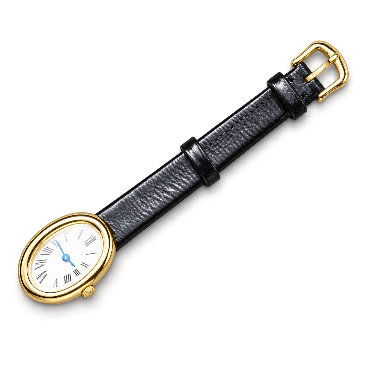 Cartier Baignoire Mini Yellow Gold Cream Dial Black Leather Watch