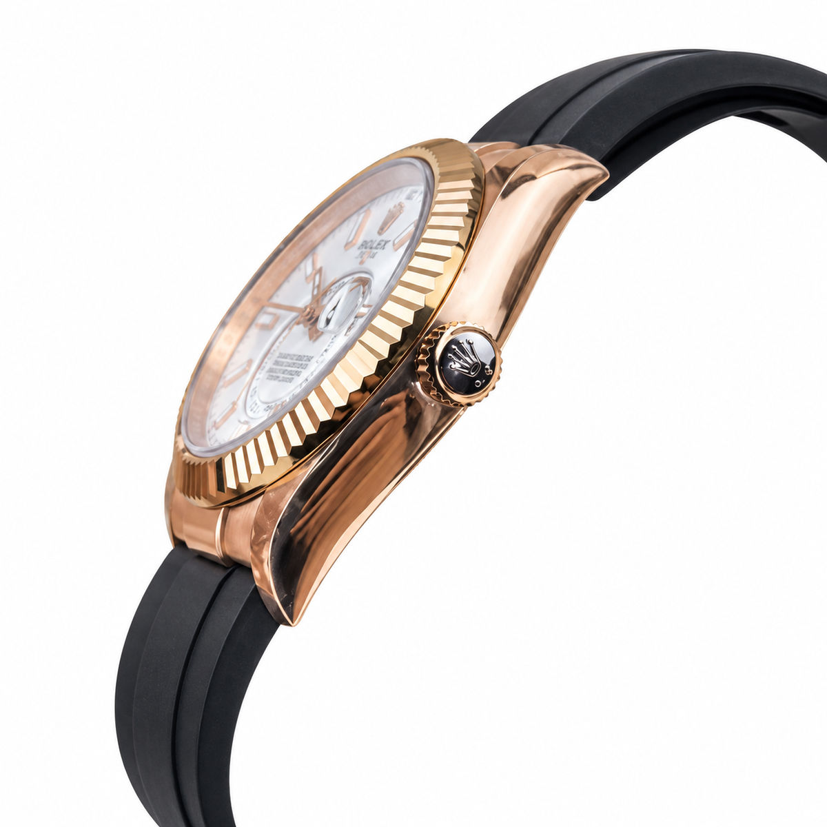 Rolex Sky-Dweller Rose Gold White Dial Oysterflex Watch