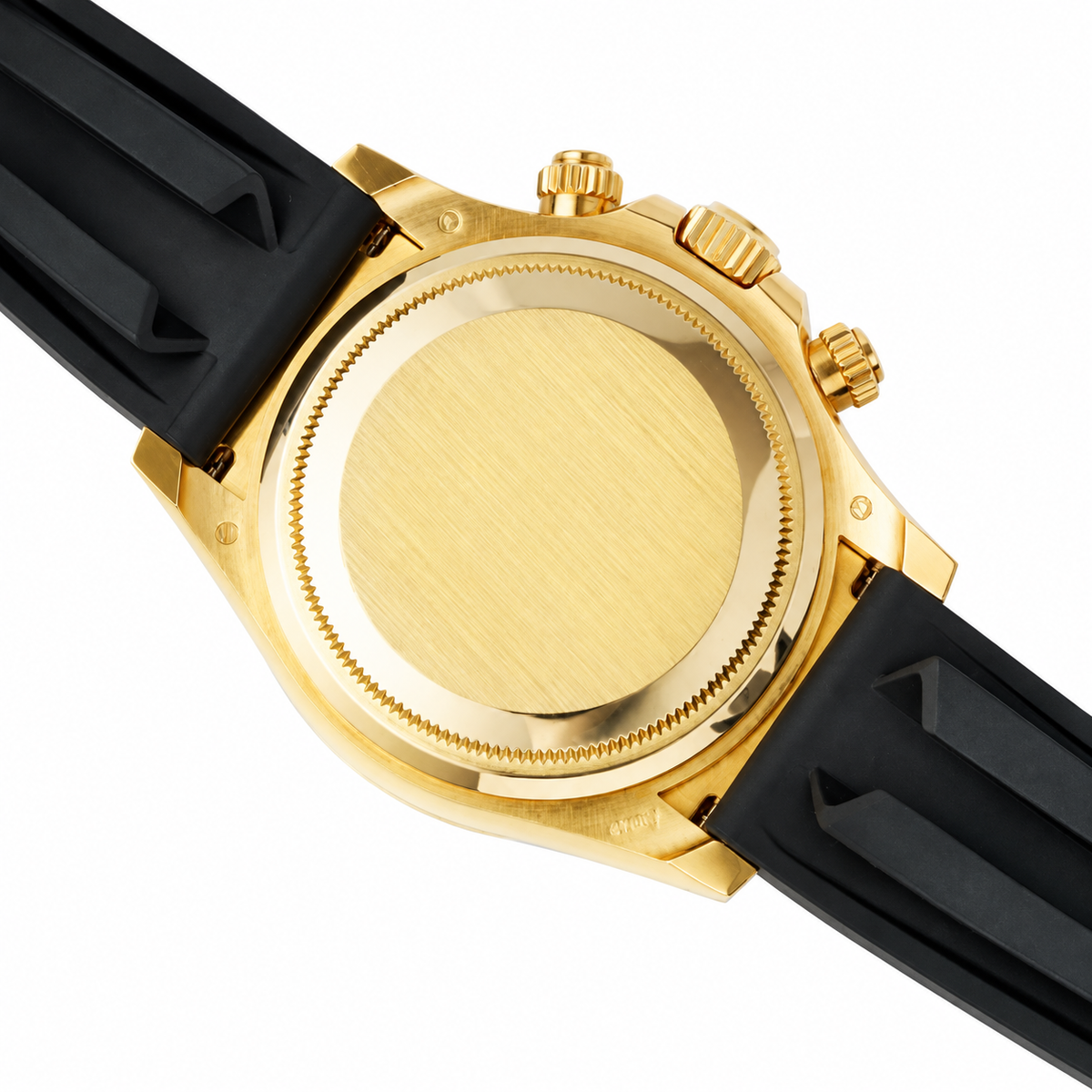 Rolex Cosmograph Daytona Yellow Gold Black Ceramic Bezel Black Dial Champagne Sub-dials Oysterflex Watch