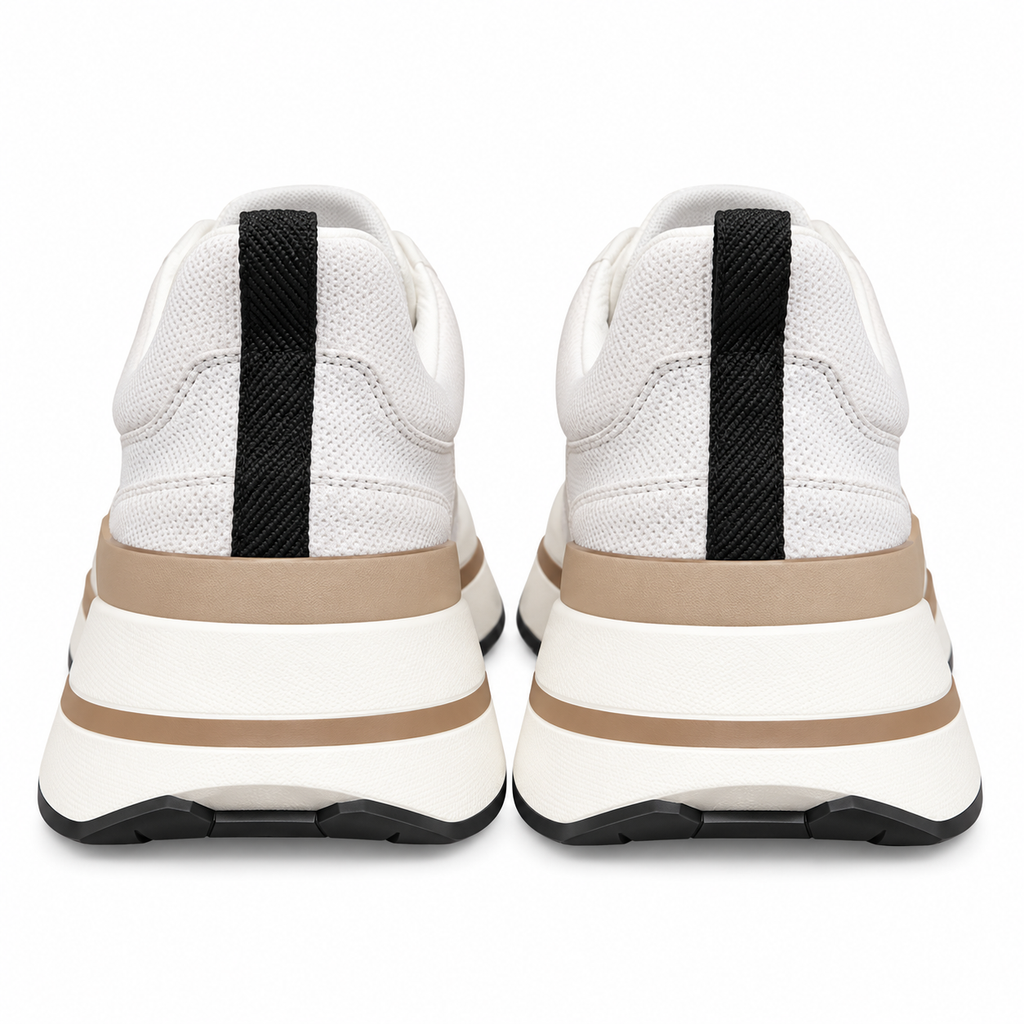 Hermès White Leather & Mesh Sneakers with Beige Accents