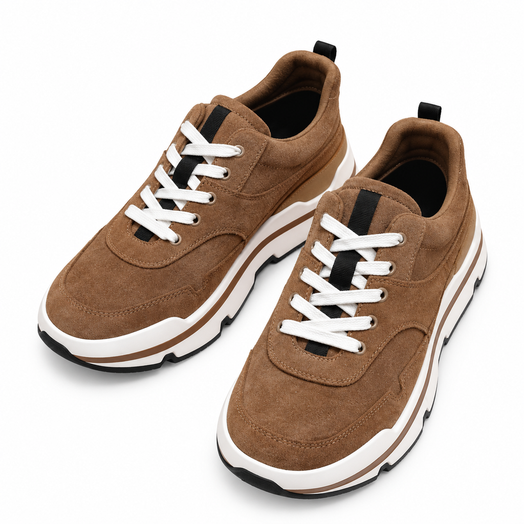 Hermès Brown Leather Low-Top Sneakers with White Laces