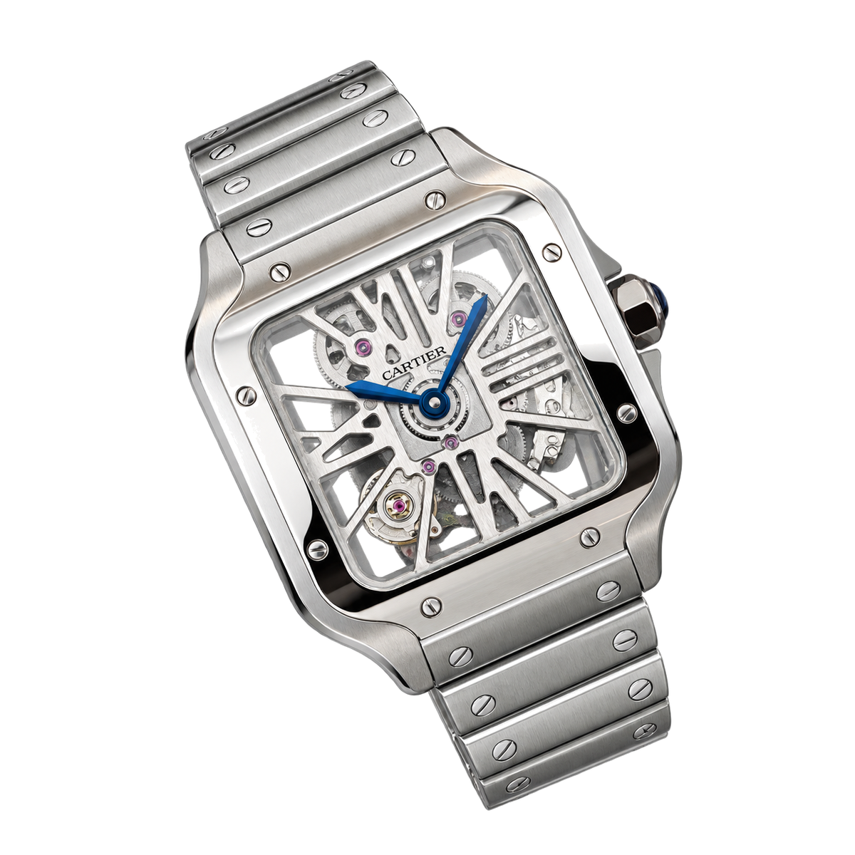 Cartier Santos de Cartier Large Skeleton Stainless Steel Automatic Steel Bracelet Watch