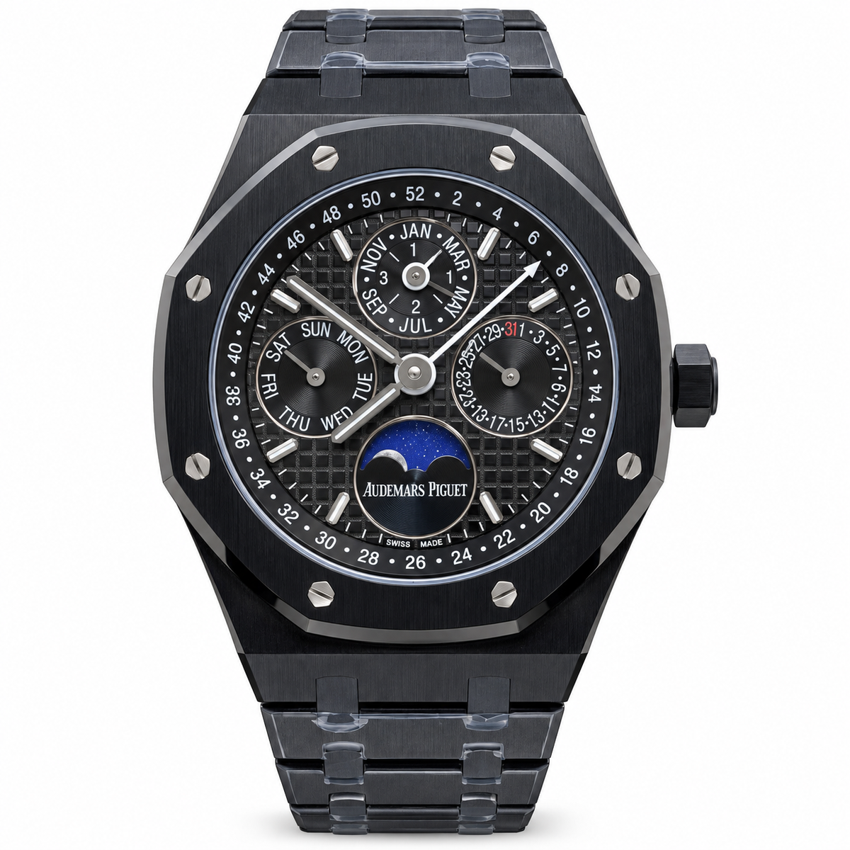 Audemars Piguet Royal Oak Perpetual Calendar Full Black Ceramic Mega Tapisserie Moon Phase 41mm