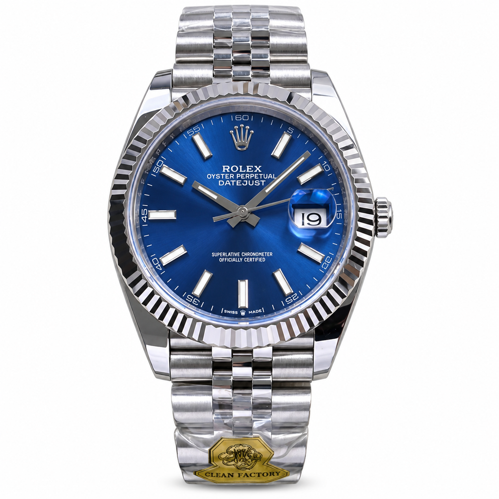 Rolex Datejust 41mm Blue Dial Fluted Bezel Jubilee Bracelet Watch