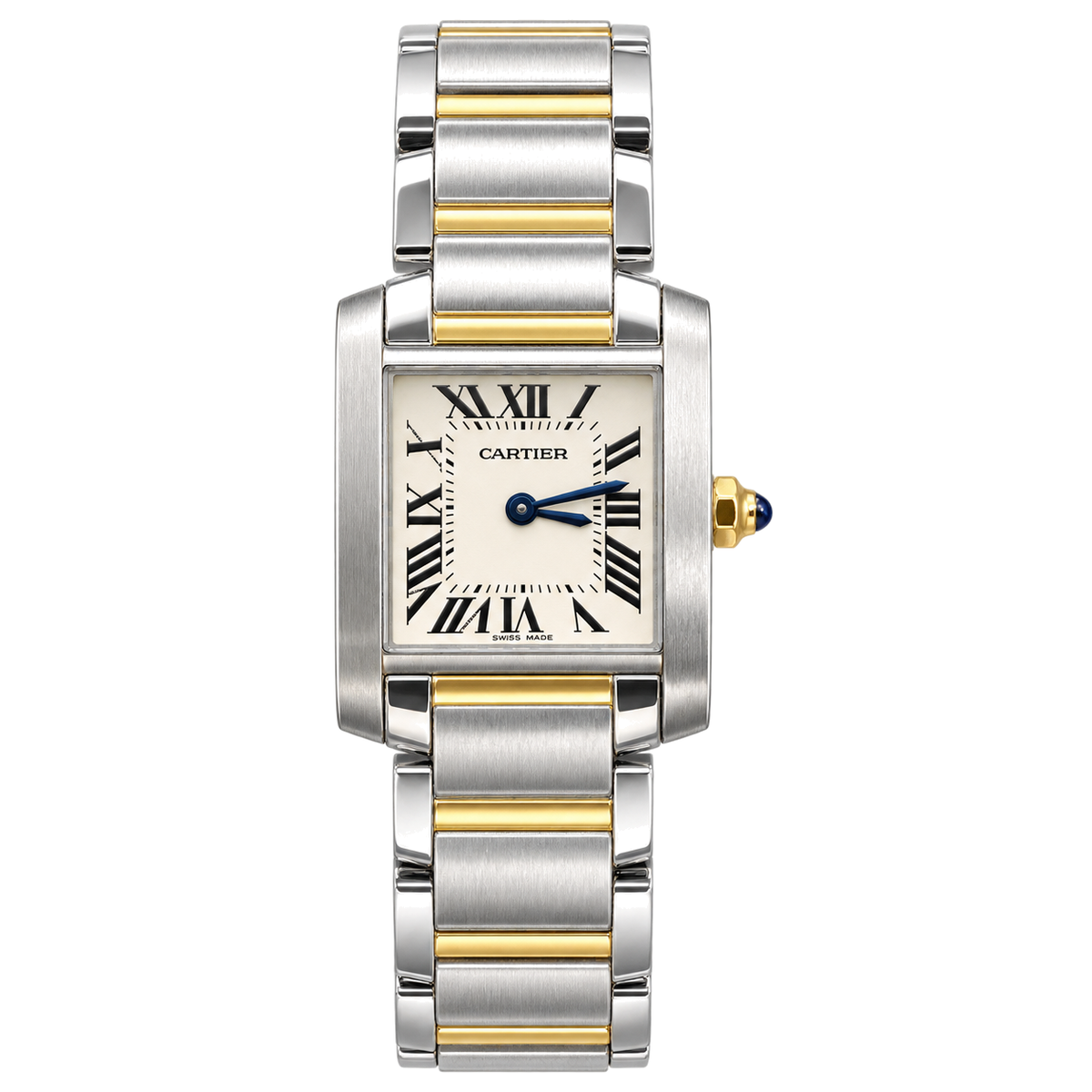 Cartier Tank Française Small Two-Tone Steel & Yellow Gold White Dial Metal Bracelet Watch