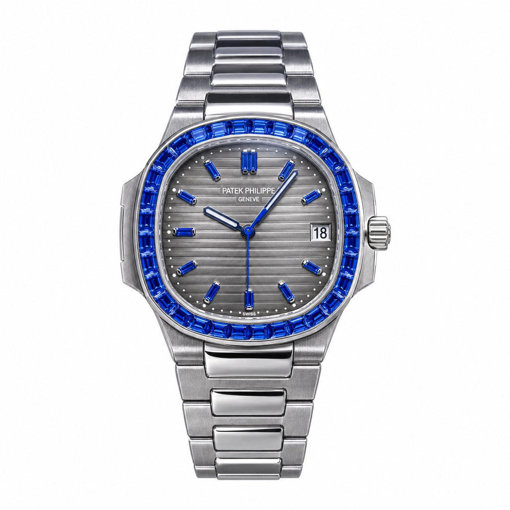 Patek Philippe Nautilus Sapphire Baguette Steel Grey Dial