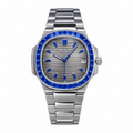 Patek Philippe Nautilus Sapphire Baguette Steel Grey Dial