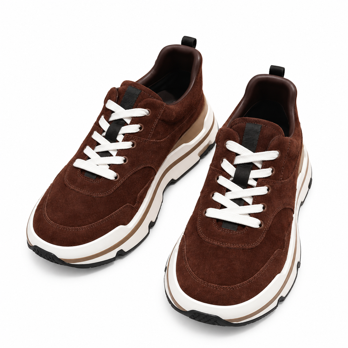 Hermès Dark Brown Leather Low-Top Sneakers | Layered Sole