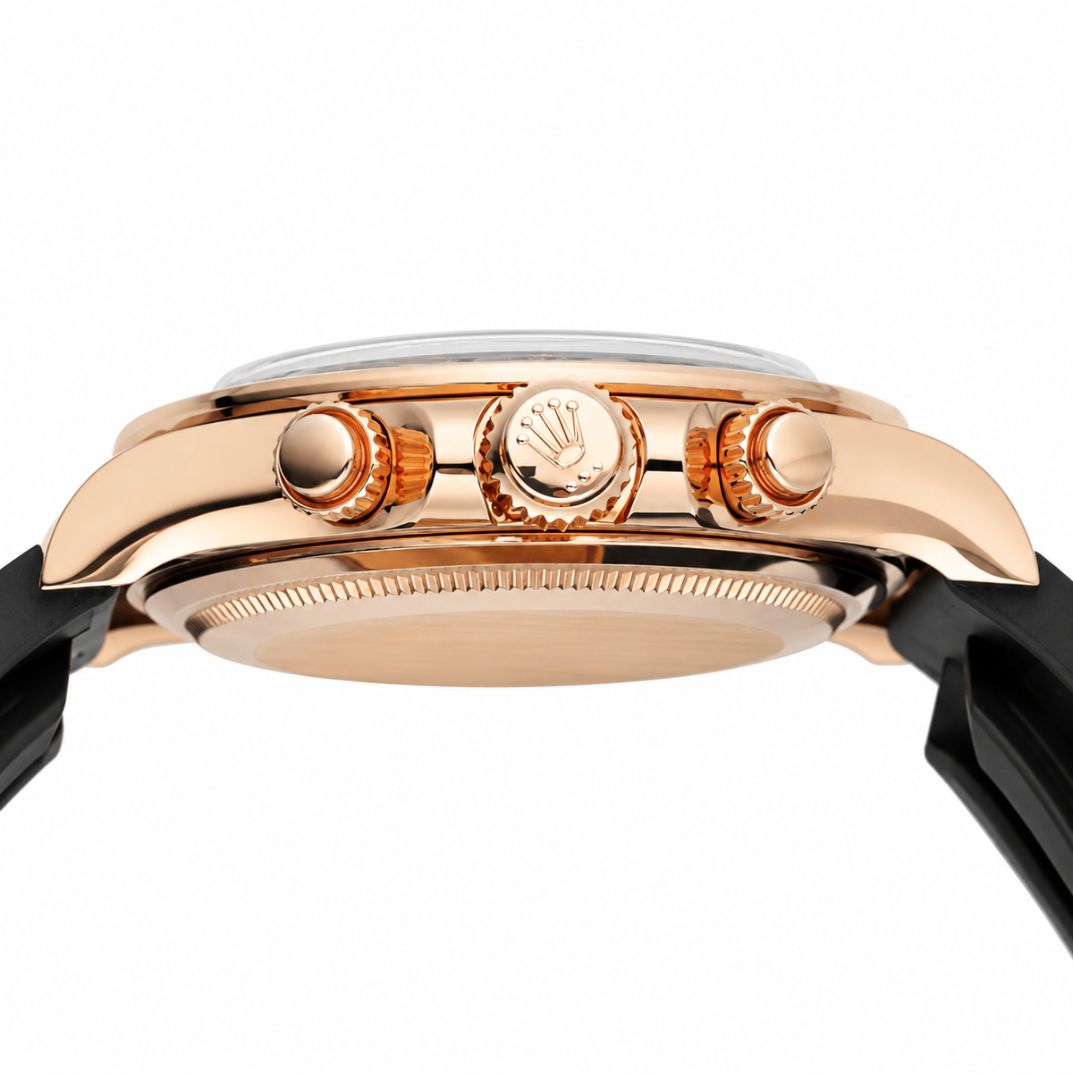 Rolex Cosmograph Daytona Rose Gold Black Ceramic Bezel Champagne Dial Oysterflex Watch