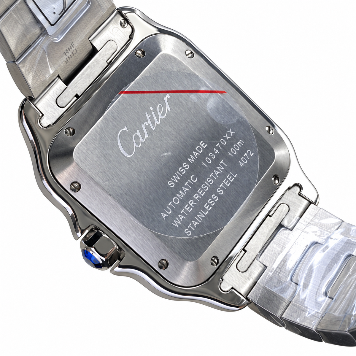 Cartier Santos de Cartier Silver Dial Steel Bracelet Watch