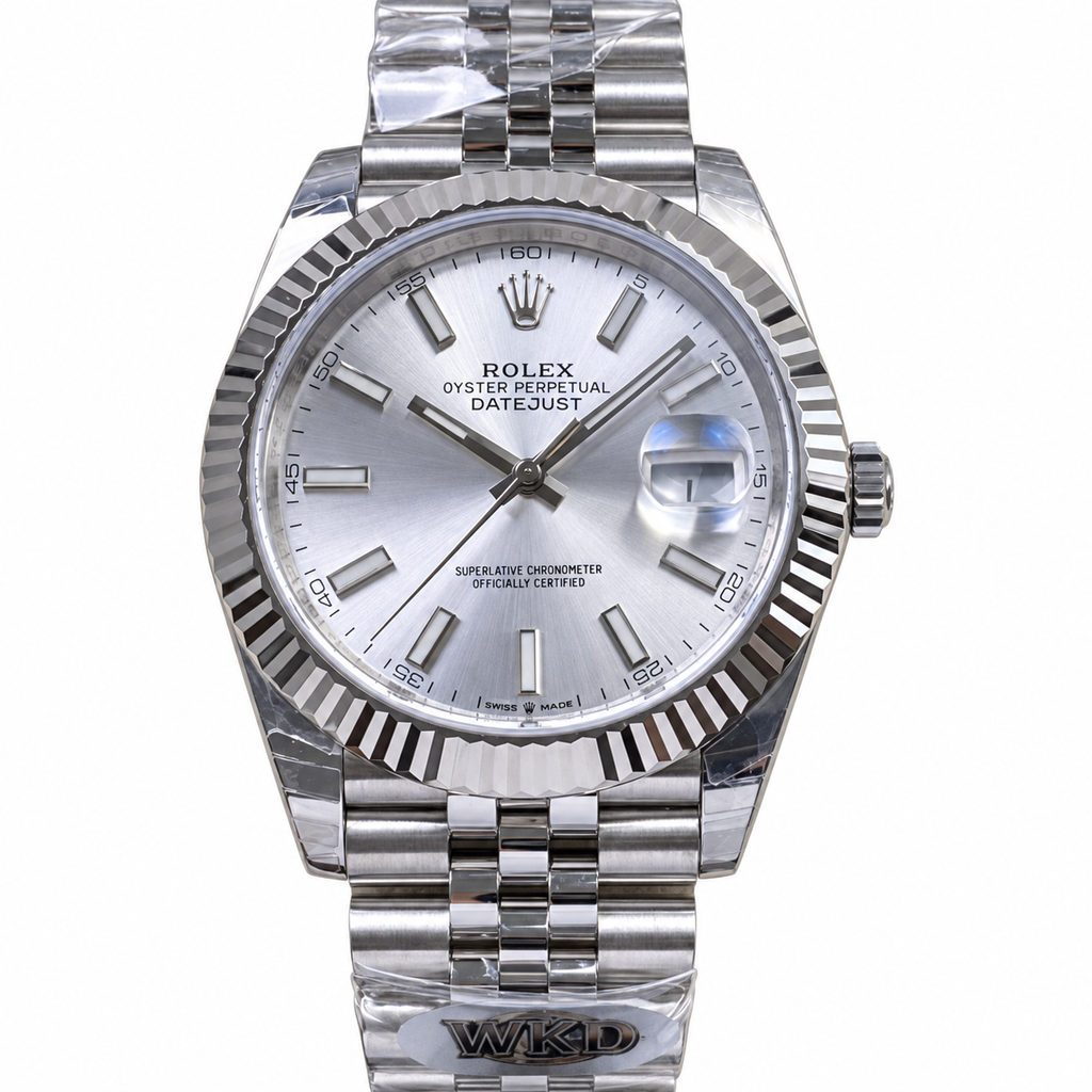 Rolex Datejust 41mm Silver Sunray Dial Fluted Bezel Jubilee Bracelet Oystersteel