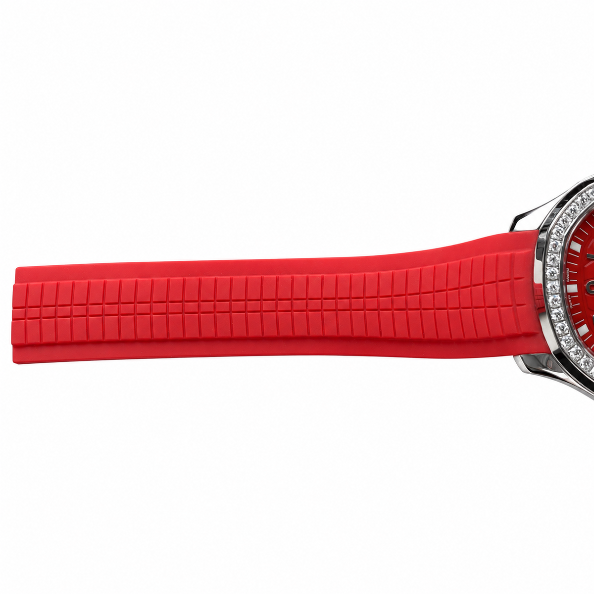 Patek Philippe Aquanaut Luce Steel Diamond Bezel Red Dial Red Rubber Strap Date 39.9mm
