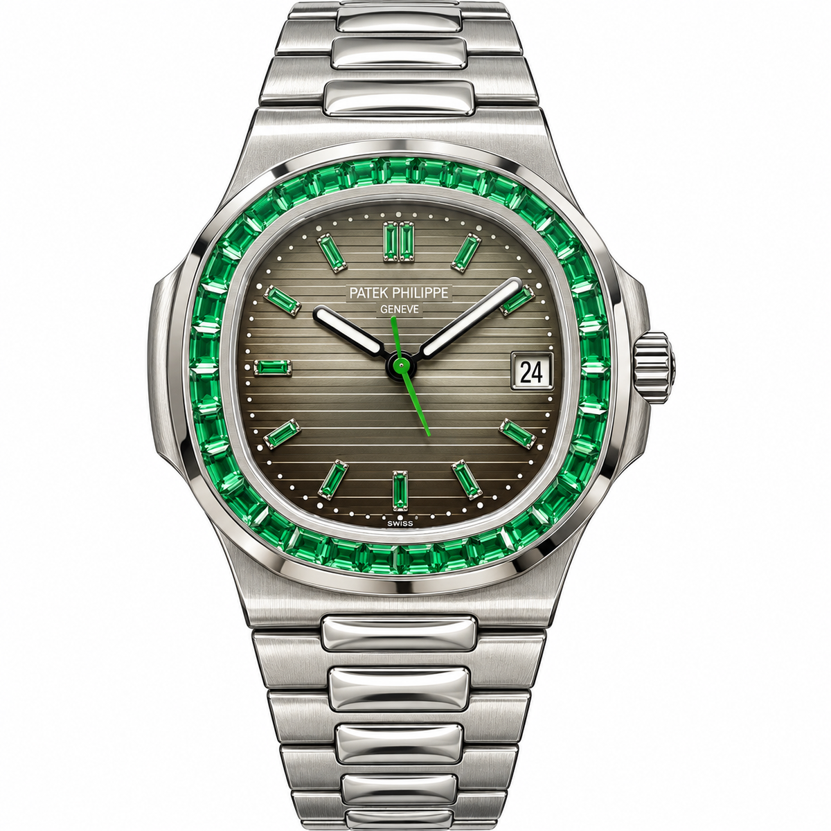 Patek Philippe Nautilus Emerald Baguette Bezel Steel