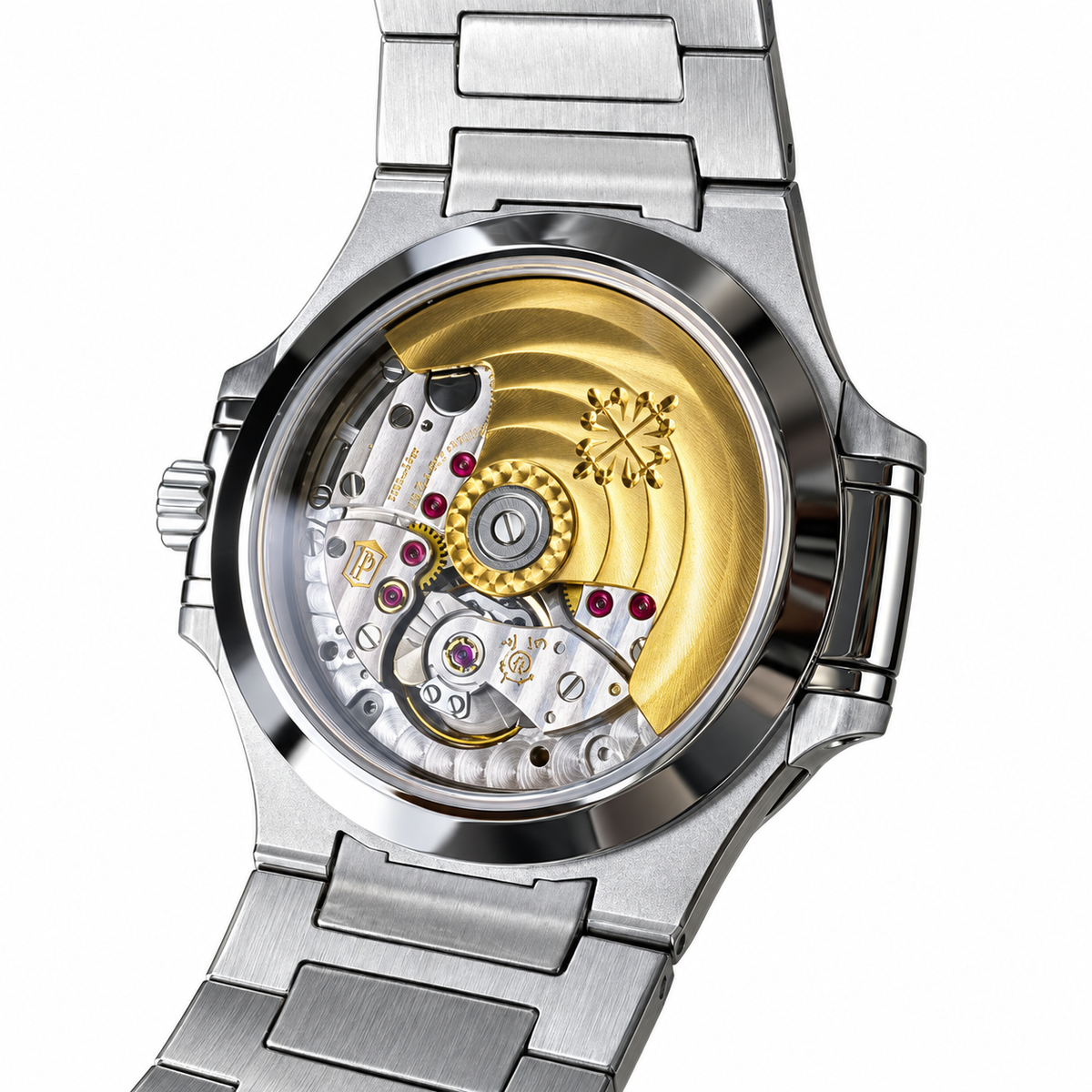 Patek Philippe Nautilus Pink Sapphire Baguette Steel Black Dial
