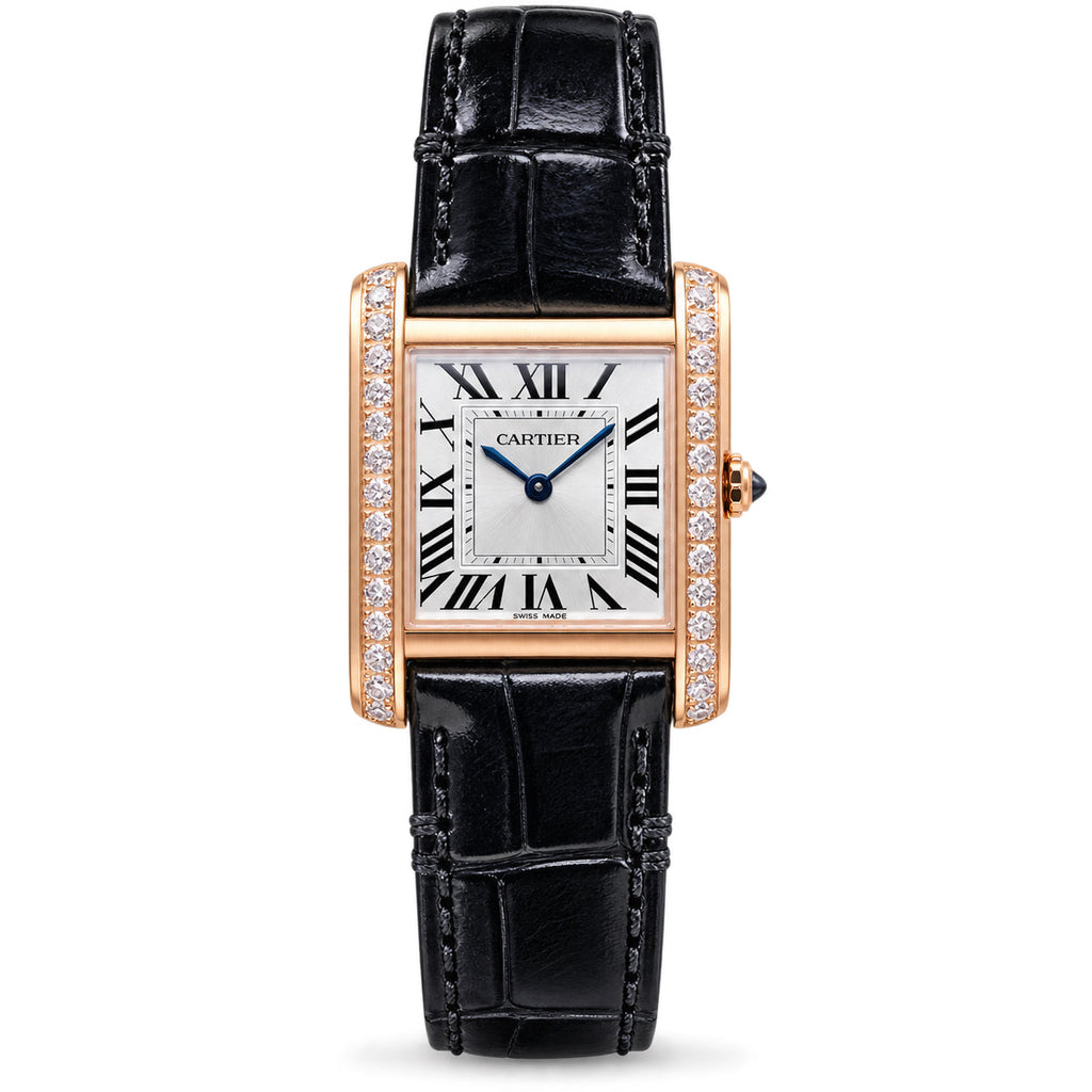 Cartier Tank Louis Cartier — 18K Rose Gold, Diamond-Set Sides & Black Alligator Strap