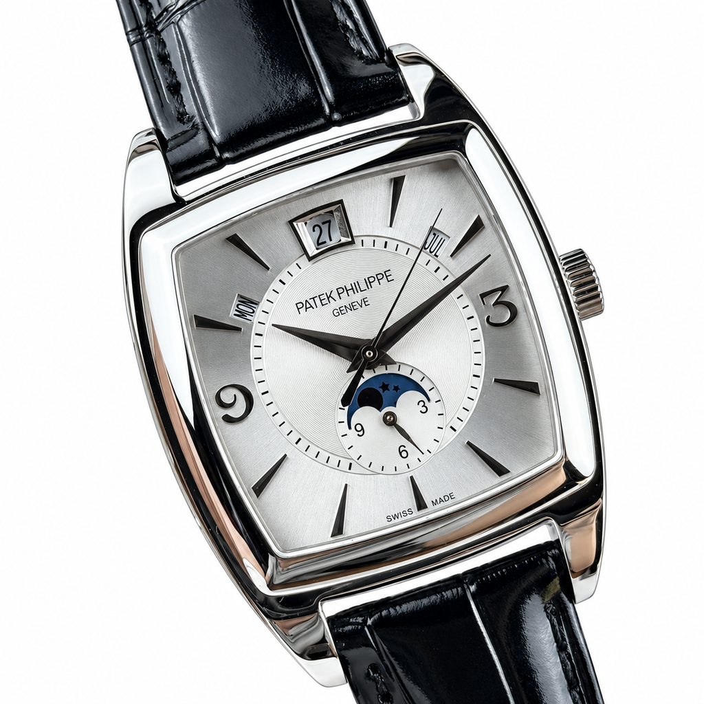 Patek Philippe Gondolo Moon Phase Date White Gold Watch