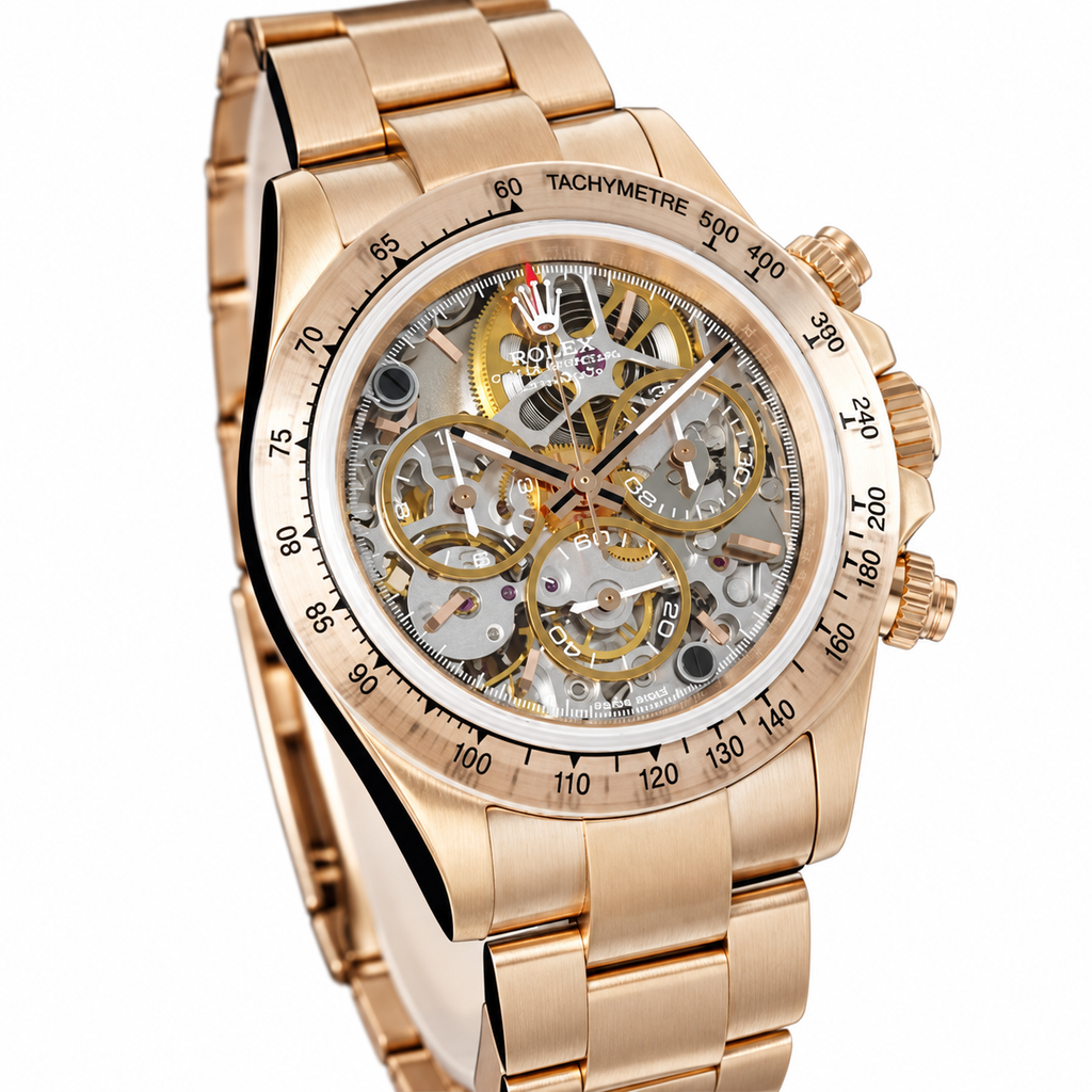Rolex Cosmograph Daytona 18K Everose Gold Skeleton Dial Oyster Bracelet Watch 40mm