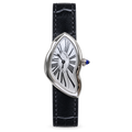 Cartier Crash Steel White Dial Black Alligator Watch