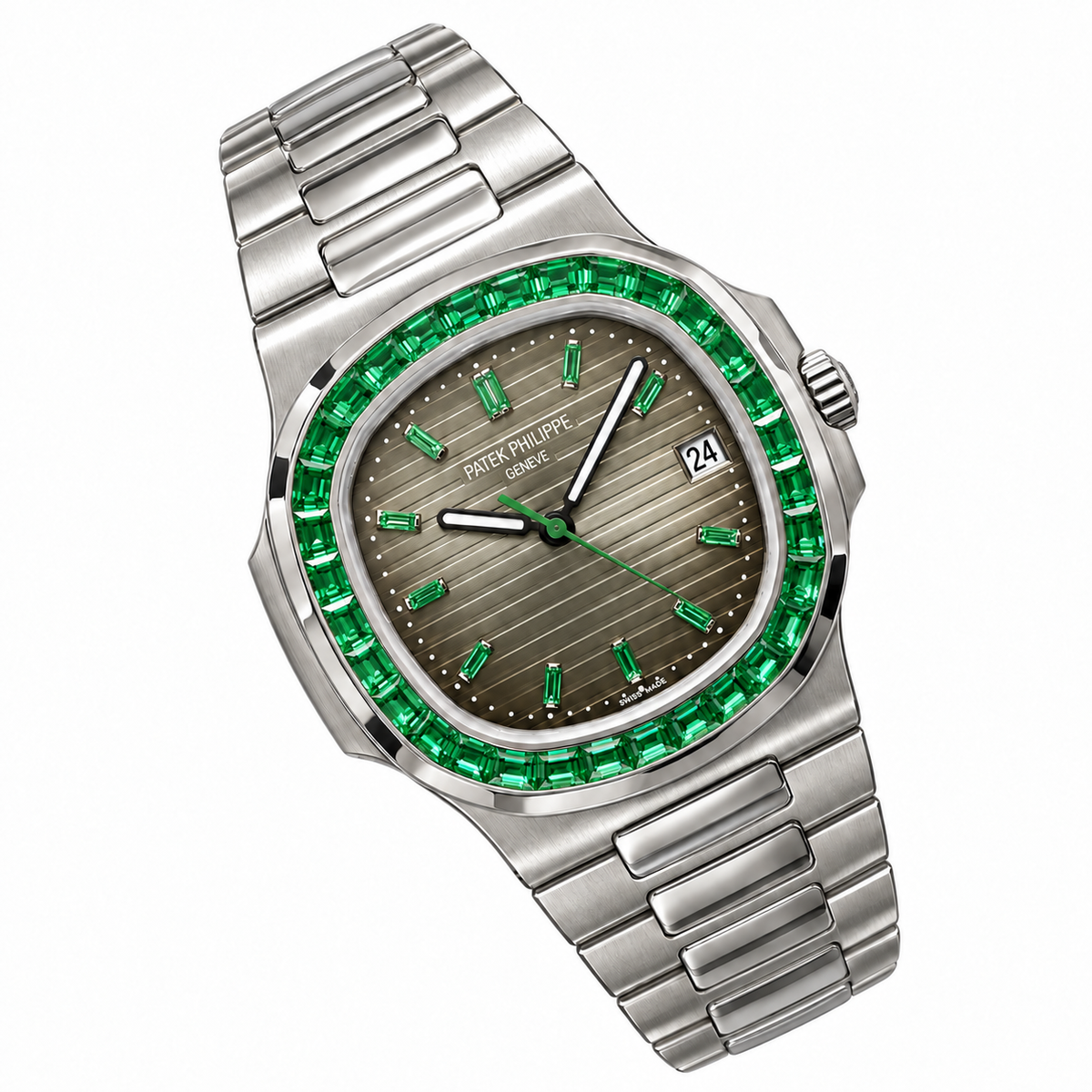 Patek Philippe Nautilus Emerald Baguette Bezel Steel
