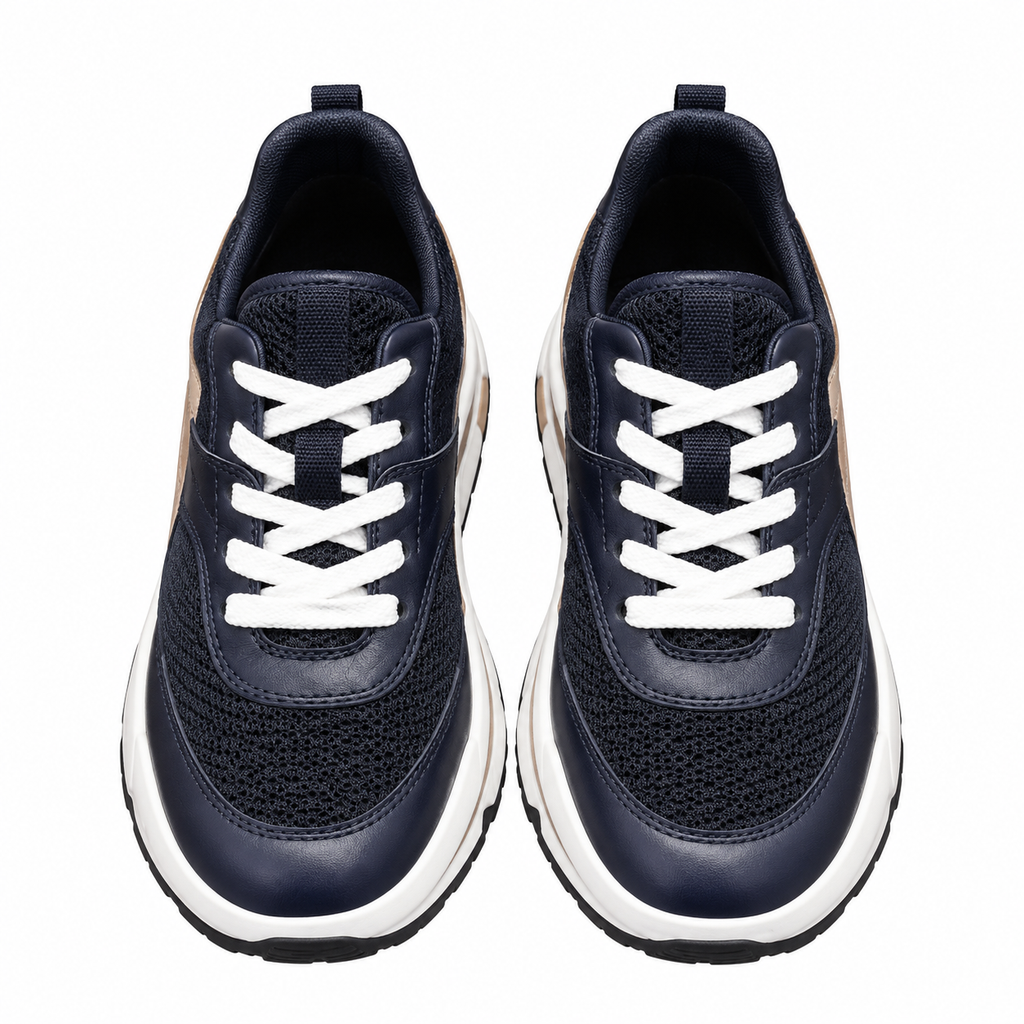 Hermès Navy Leather & Mesh Low-Top Sneakers