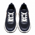 Hermès Navy Leather & Mesh Low-Top Sneakers