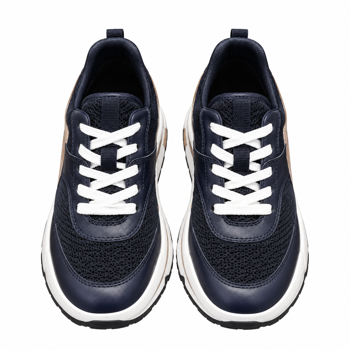 Hermès Navy Leather & Mesh Low-Top Sneakers