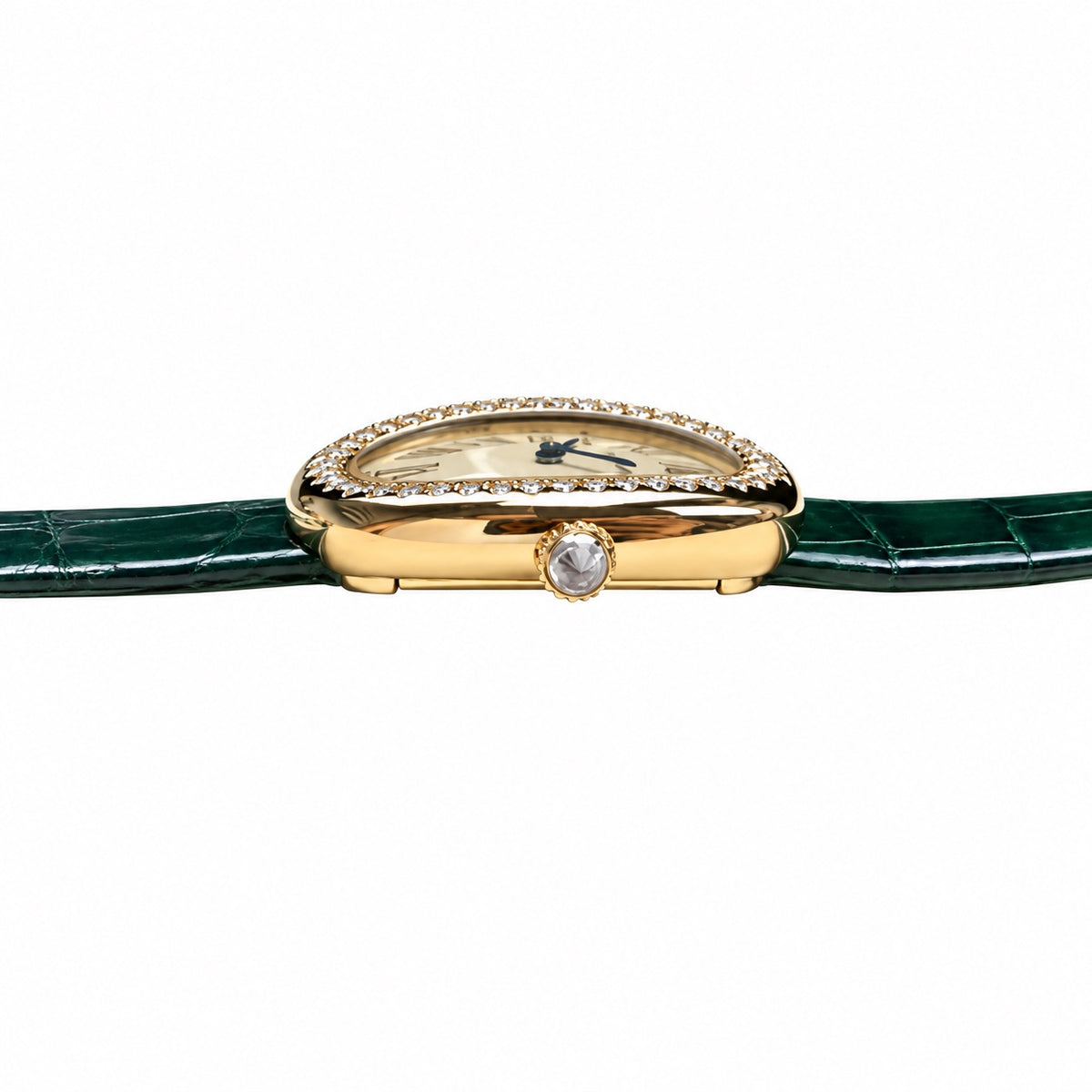 Cartier Baignoire Diamond Yellow Gold Green Alligator Watch