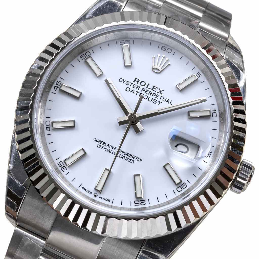 Rolex Datejust White Dial Fluted Bezel Jubilee Bracelet Oystersteel