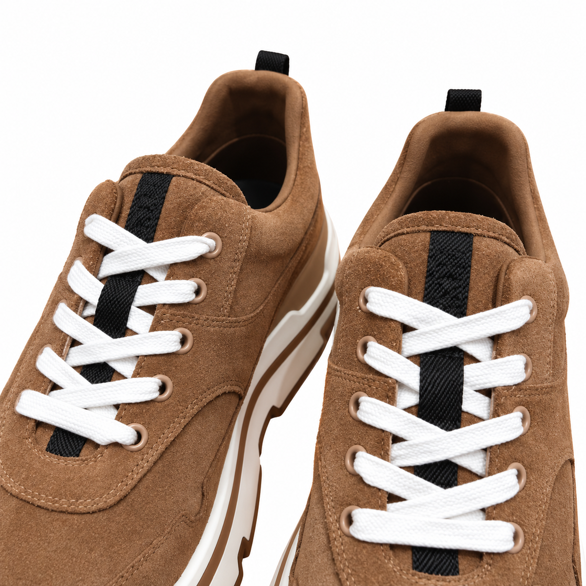 Hermès Brown Leather Low-Top Sneakers with White Laces