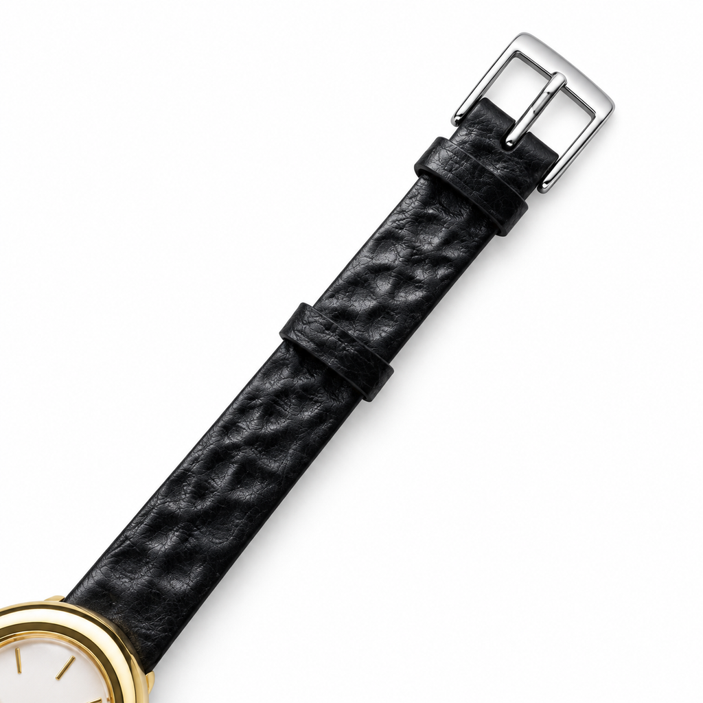 Cartier Baignoire Mini 18k Yellow Gold Black Dial Black Leather Strap Watch