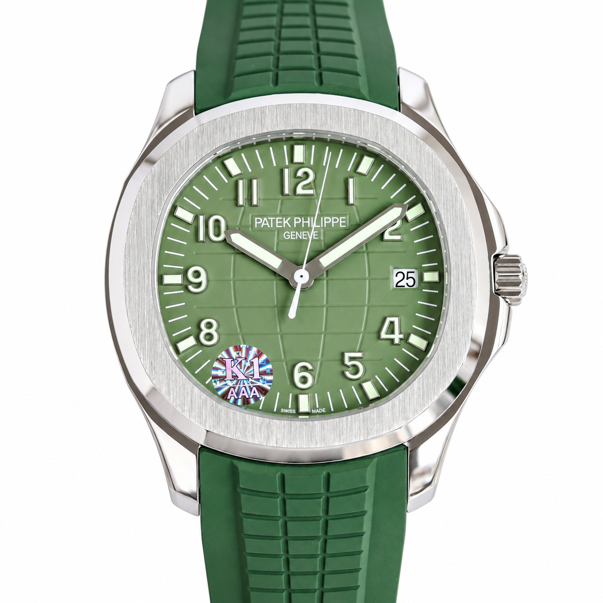 Patek Philippe Aquanaut 5168G White Gold Olive Green Dial Green Rubber Strap 42.2mm