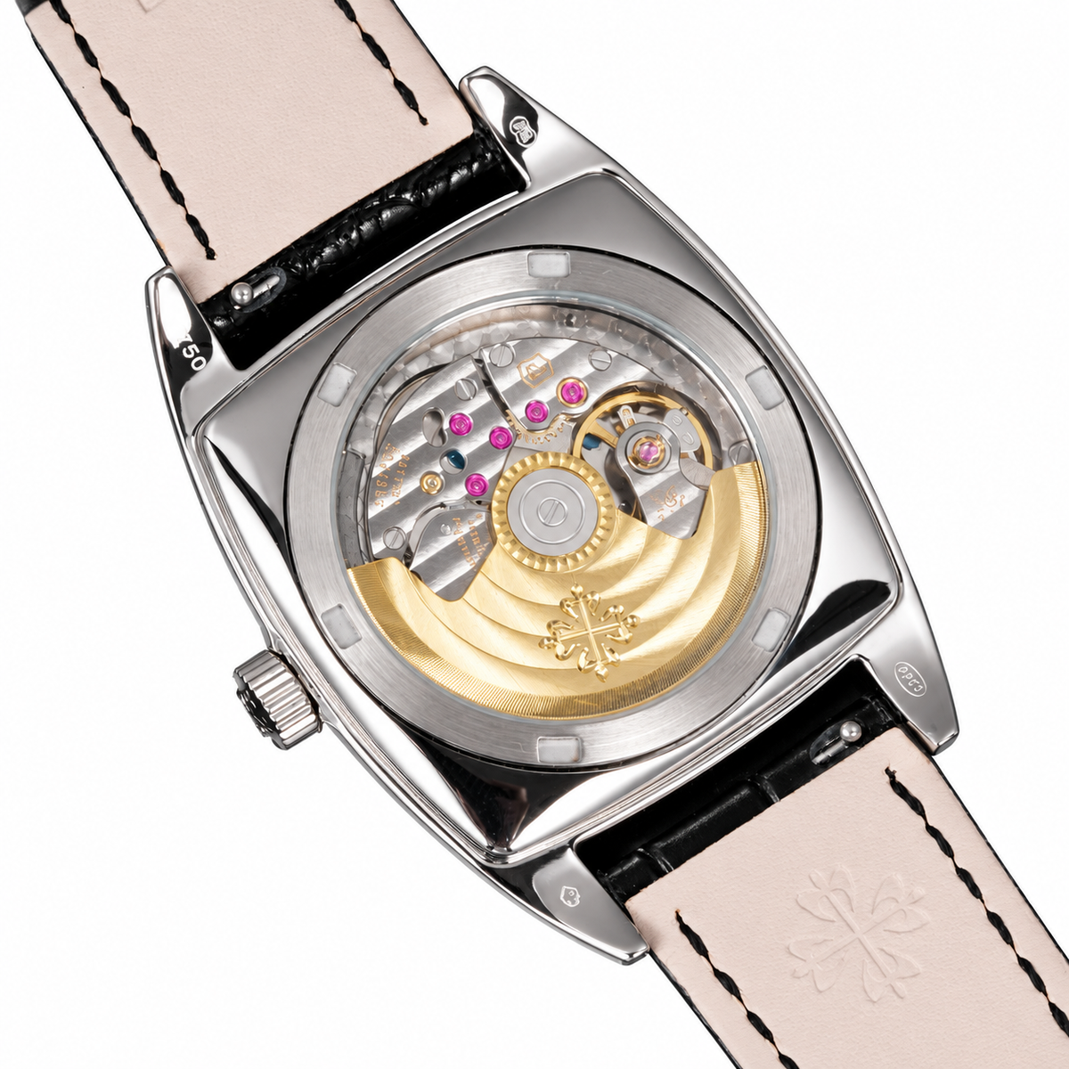 Patek Philippe Gondolo Calendario White Gold TV-Shaped Charcoal Dial Annual Calendar Moon Phase Small Seconds Black Strap 34mm