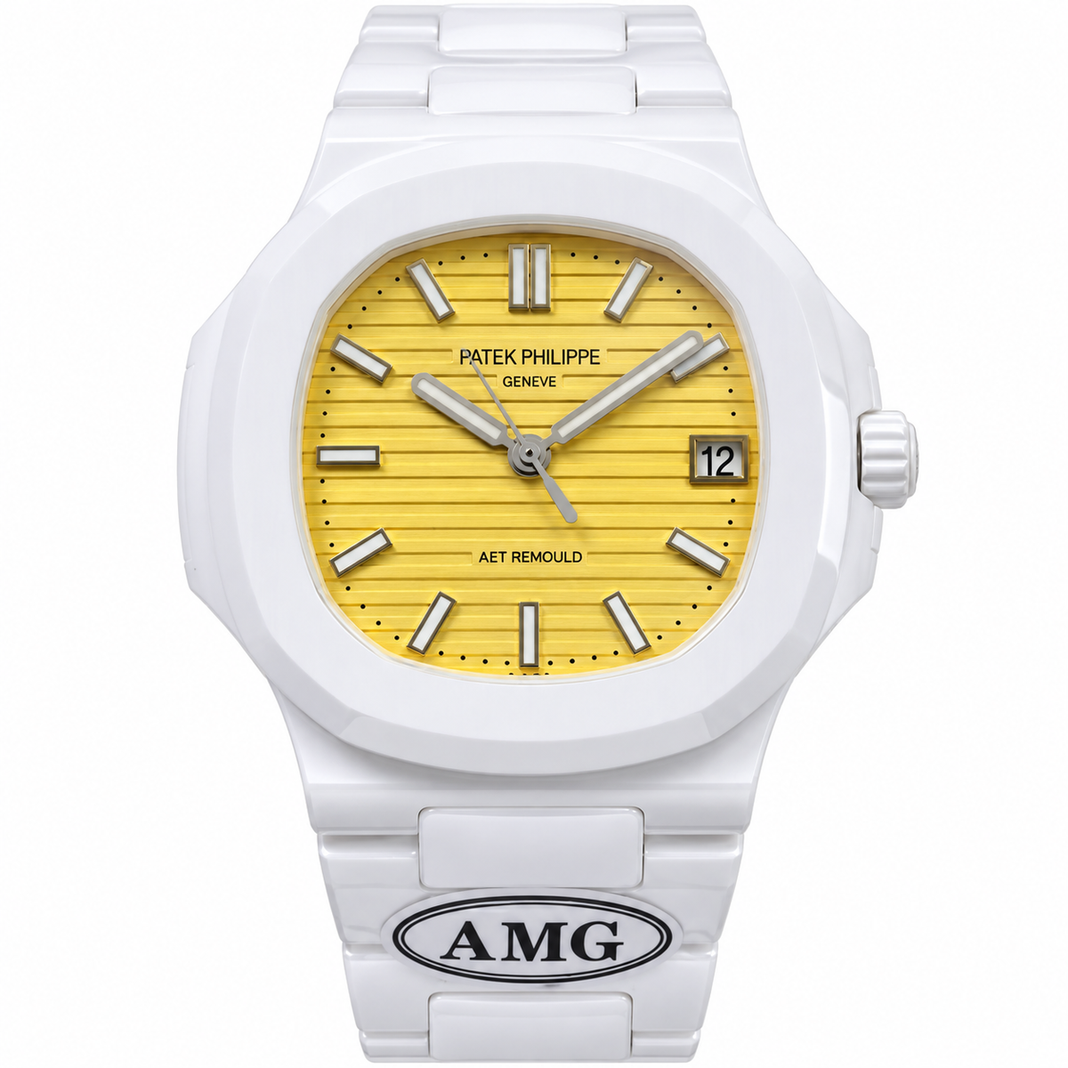 Patek Philippe Nautilus AET Remould White Ceramic Yellow Dial AMG Edition