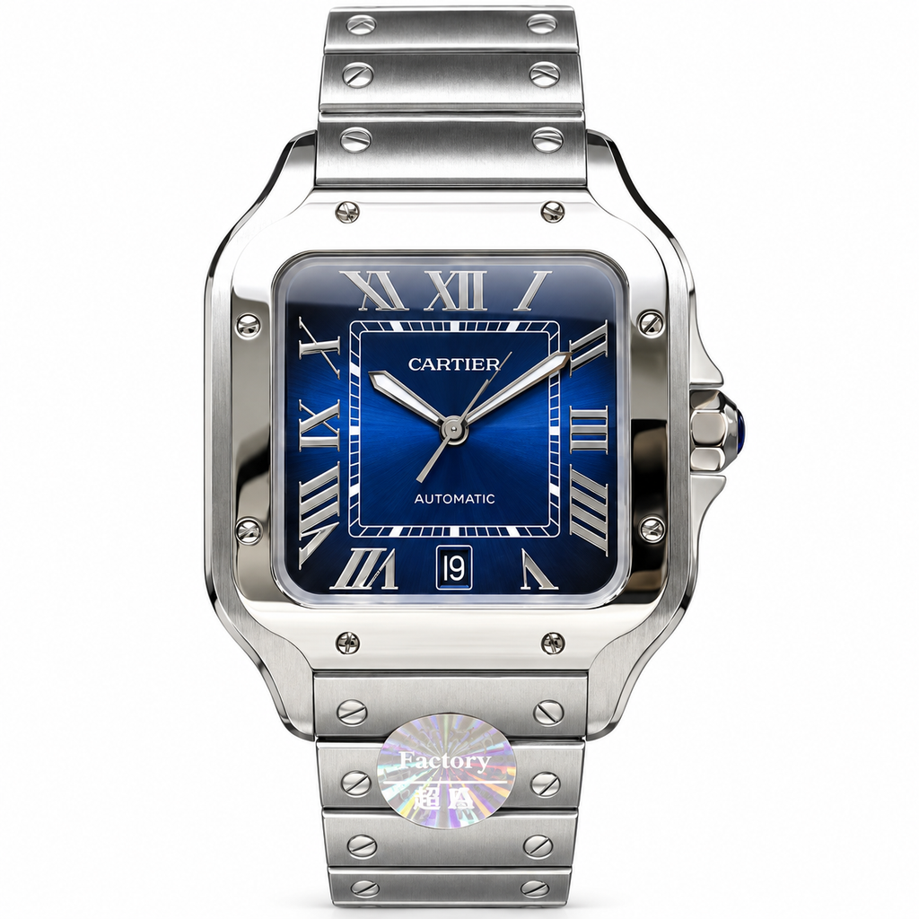 Cartier Santos de Cartier Blue Dial Steel Automatic Watch