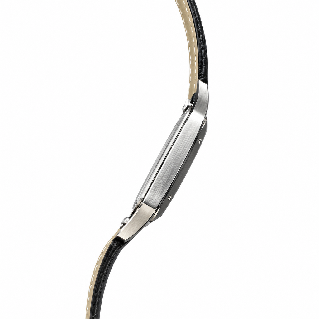 Cartier Santos-Dumont XL Stainless Steel White Dial Black Alligator Strap Watch