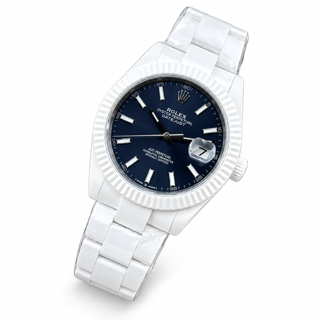 Rolex Datejust 41mm AET Remould White Ceramic Black Dial Custom Watch