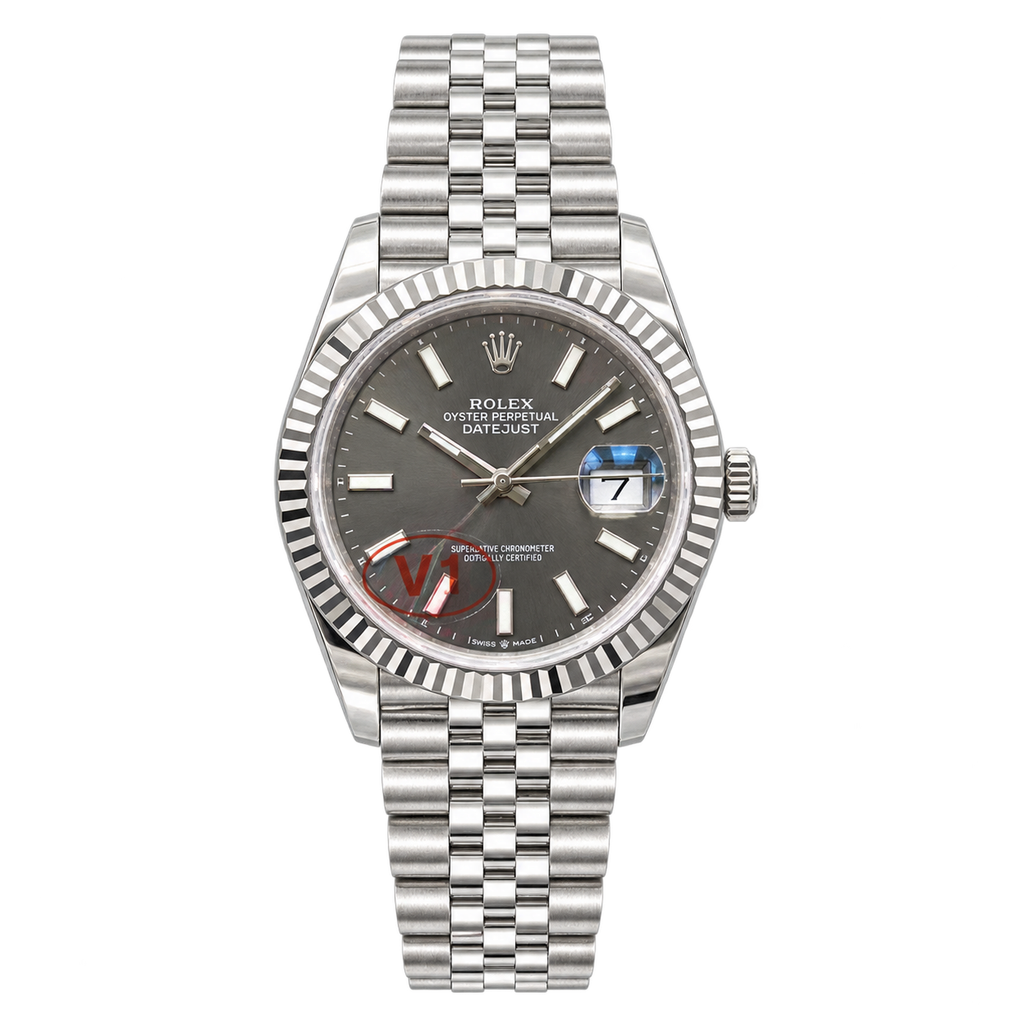 Rolex Datejust 41 Oystersteel White Gold Fluted Bezel Slate Dial Jubilee Bracelet Watch