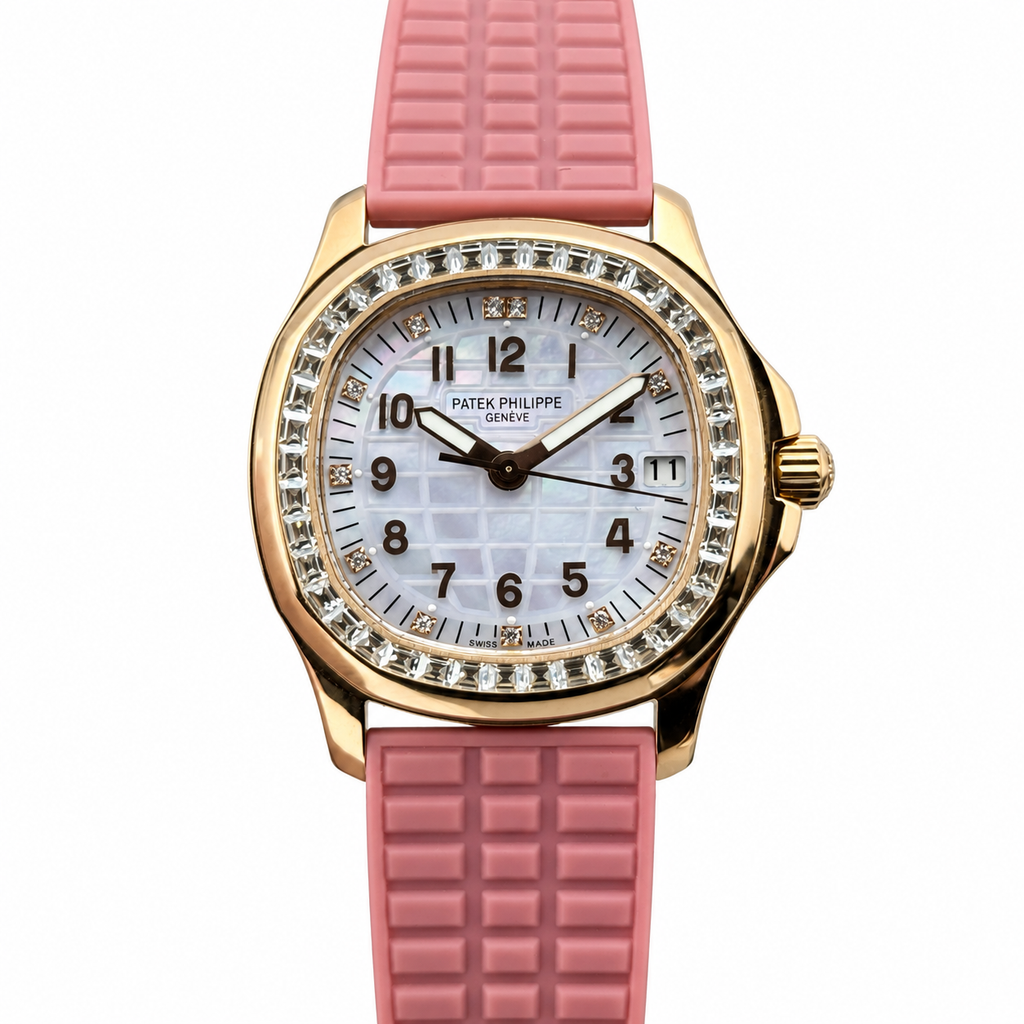 Patek Philippe Aquanaut Luce Rose Gold Diamond MOP Dial Pink Strap 35.6mm