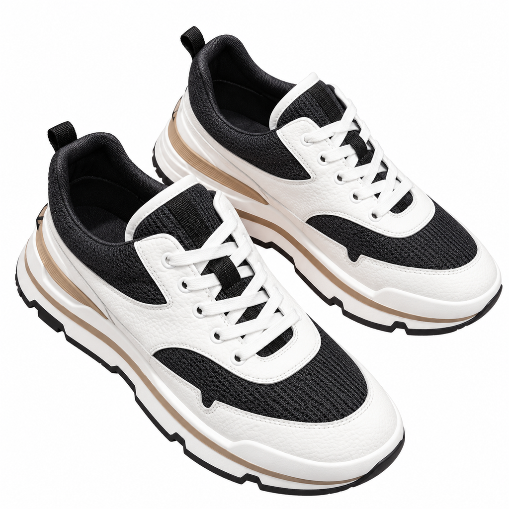 Hermès Black and White Leather & Mesh Low-Top Sneakers