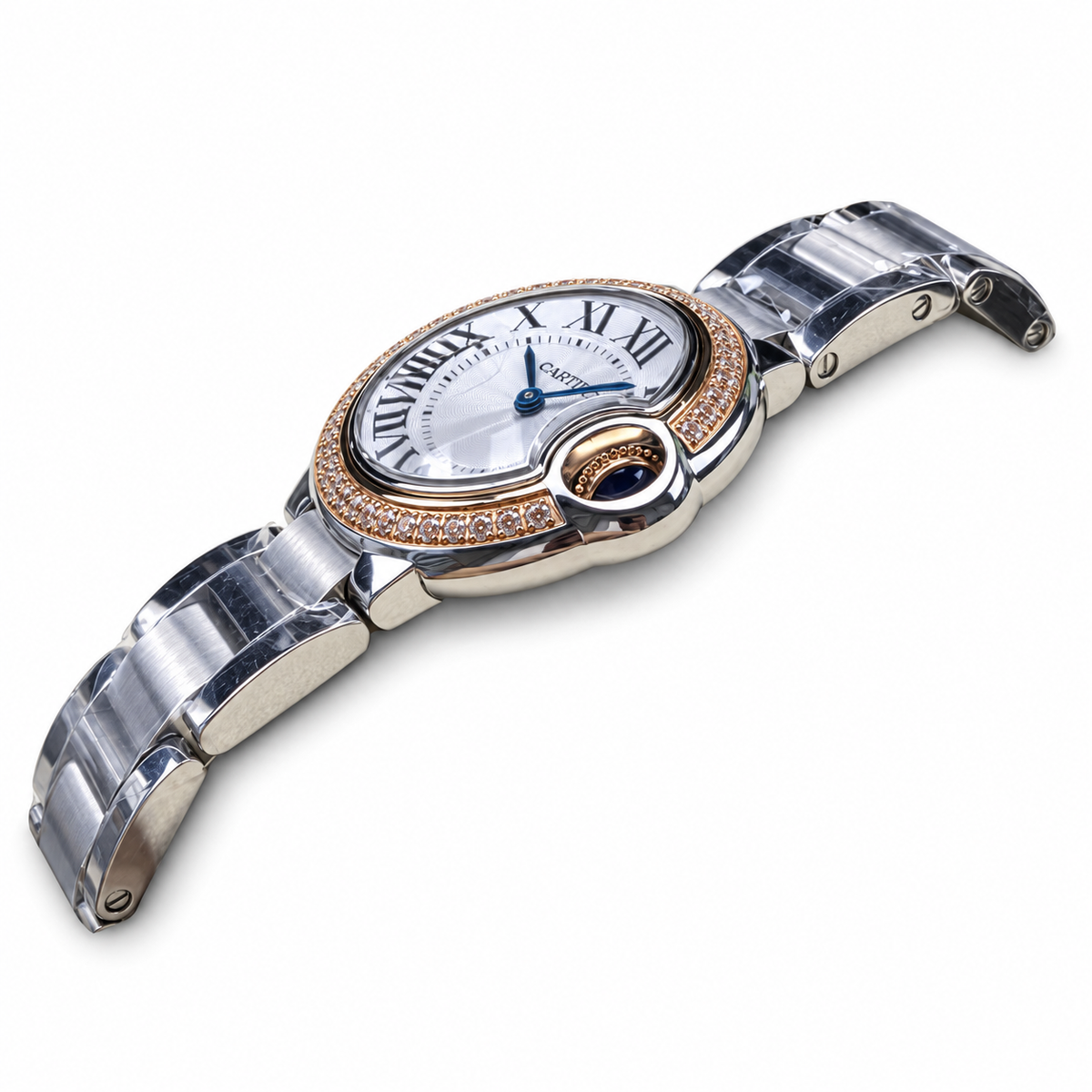 Cartier Ballon Bleu Diamond Bezel Steel Rose Gold Watch