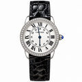 Cartier Ronde Louis Cartier Steel Diamond Bezel White Dial Black Alligator Strap Watch