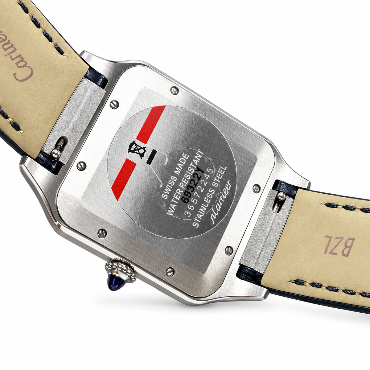 Cartier Santos-Dumont Steel White Dial Black Alligator Watch