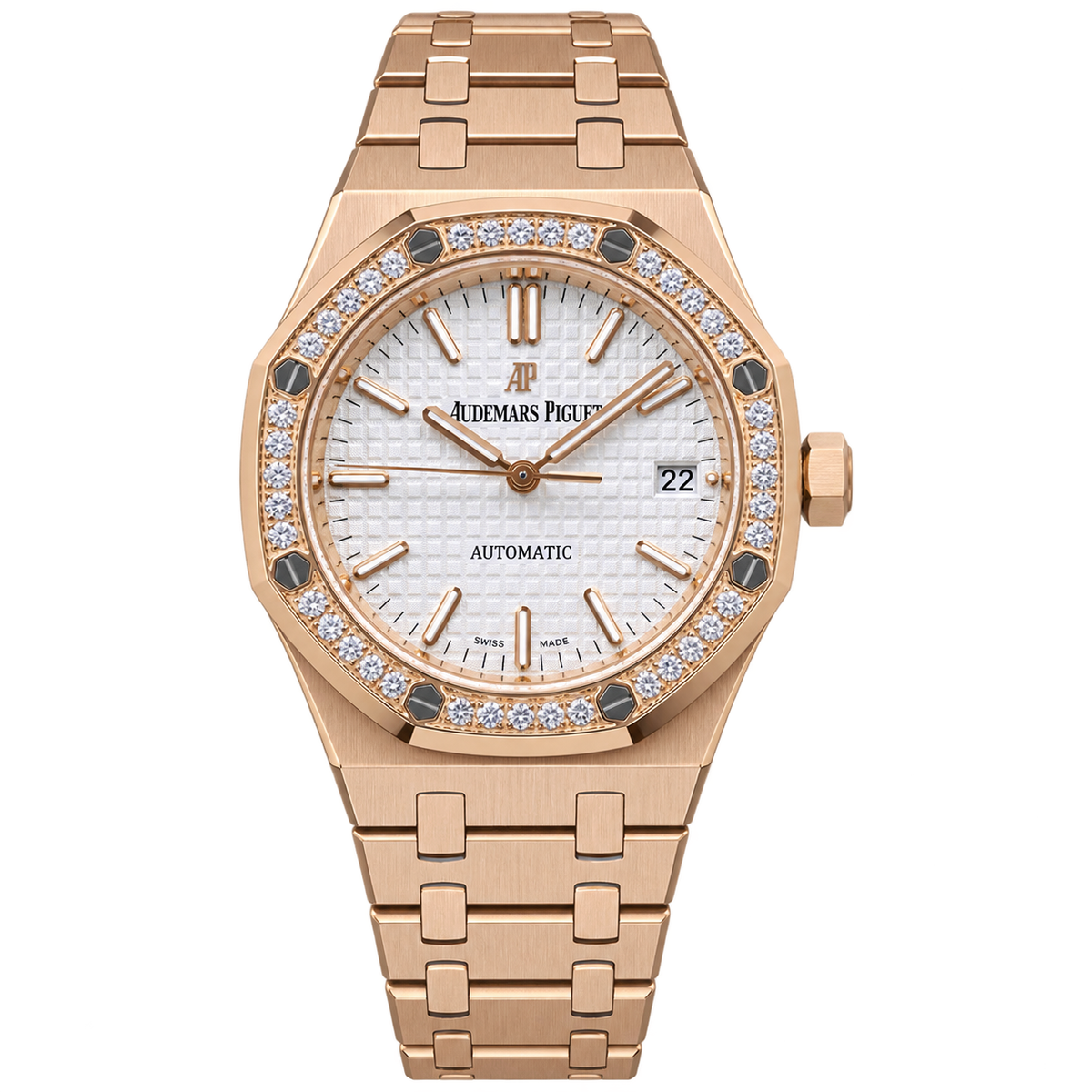 Audemars Piguet Royal Oak Selfwinding 37mm – Rose Gold Diamond Bezel White Dial