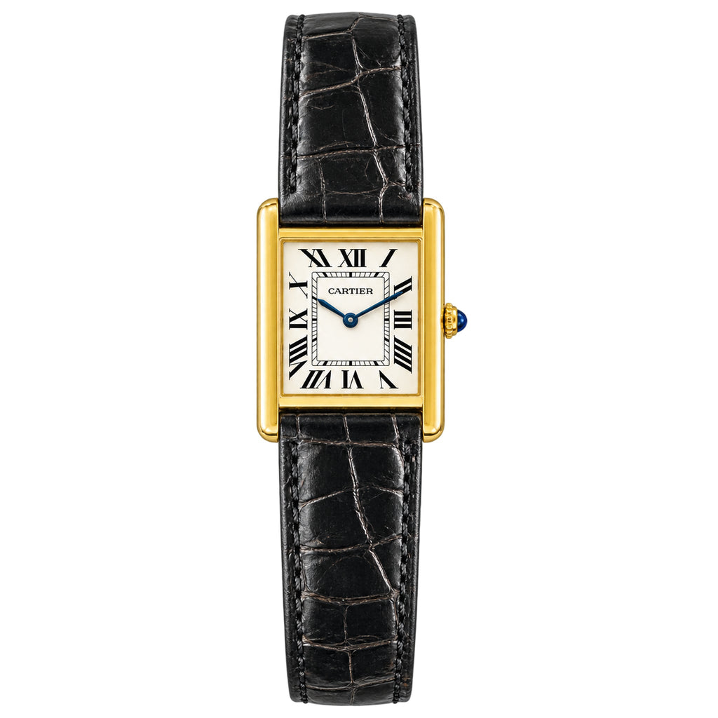 Cartier Tank Solo — 18K Yellow Gold, White Dial & Black Alligator Strap