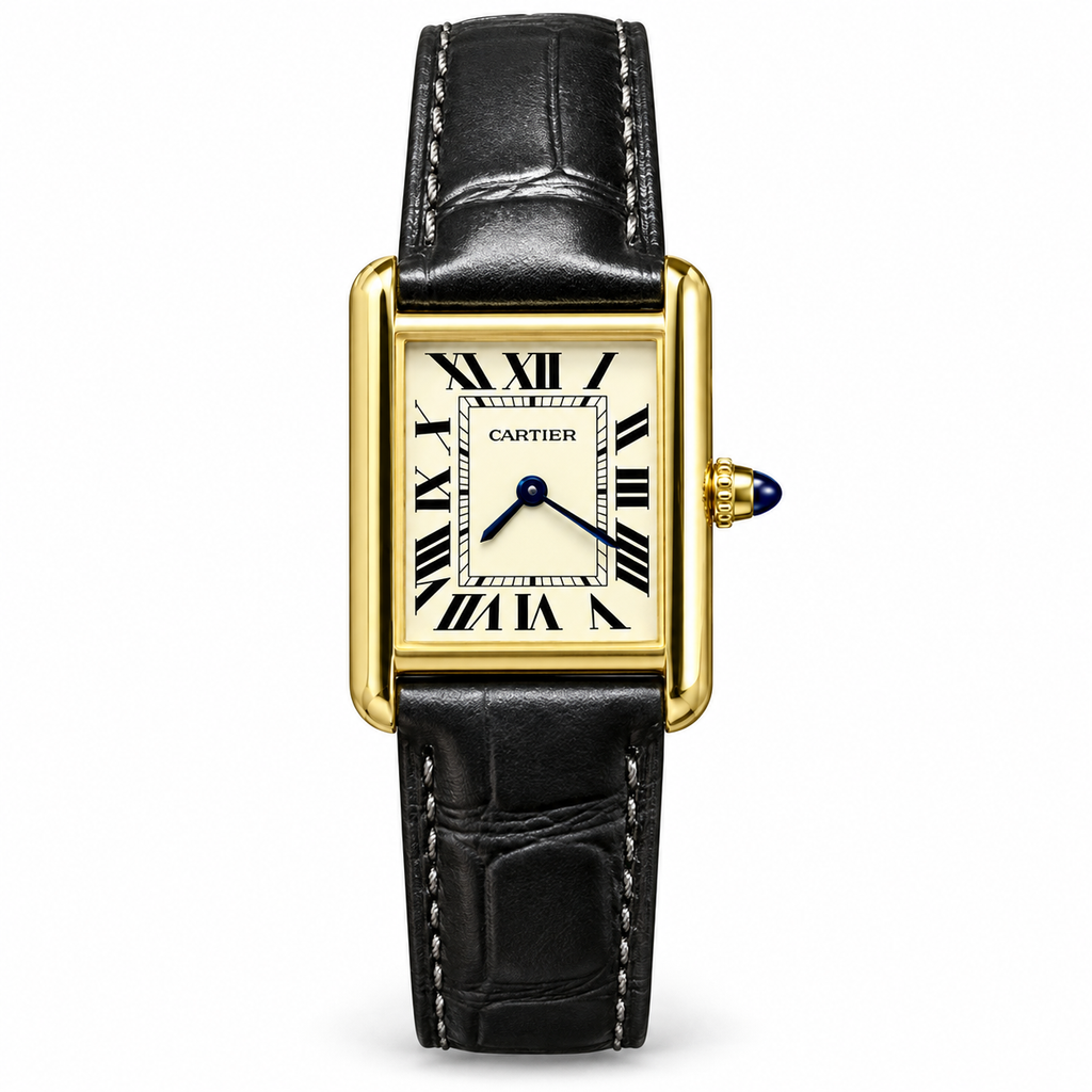 Cartier Tank Must Yellow Gold Cream Dial Black Alligator Watch
